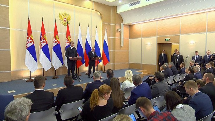 Видео пресс-конференции Путина и Вучича 4 декабря 2019 года